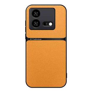 For vivo iQOO Neo8 / iQOO Neo8 Pro Litchi Leather Magnetic Full Coverage Shockproof Phone Case(Yellow)