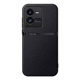 For vivo iQOO 10 Pro Litchi Leather Magnetic Full Coverage Shockproof Phone Case(Black)