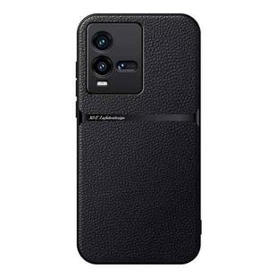 For vivo iQOO 10 Litchi Leather Magnetic Full Coverage Shockproof Phone Case(Black)