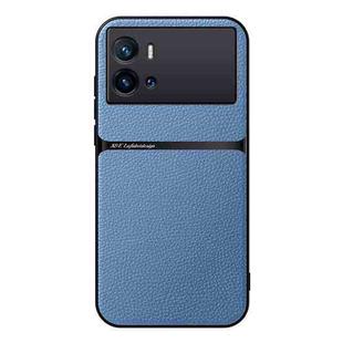 For vivo iQOO 9 Pro Litchi Leather Magnetic Full Coverage Shockproof Phone Case(Blue)