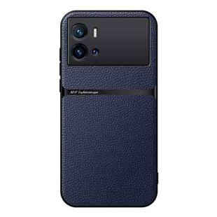 For vivo iQOO 9 Pro Litchi Leather Magnetic Full Coverage Shockproof Phone Case(Navy Blue)