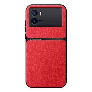 For vivo iQOO 9 Litchi Leather Magnetic Full Coverage Shockproof Phone Case(Red)