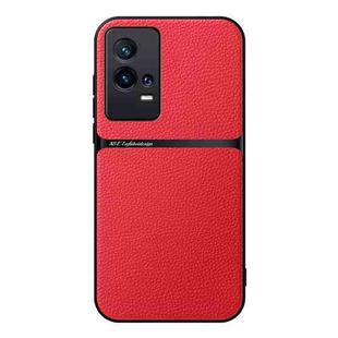 For vivo iQOO 8 Pro Litchi Leather Magnetic Full Coverage Shockproof Phone Case(Red)