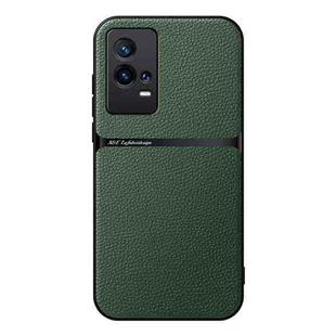 For vivo iQOO 8 Litchi Leather Magnetic Full Coverage Shockproof Phone Case(Green)