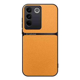 For vivo S16 / S16 Pro Litchi Leather Magnetic Full Coverage Shockproof Phone Case(Yellow)