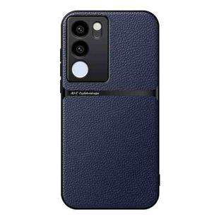 For vivo S17 / S17 Pro Litchi Leather Magnetic Full Coverage Shockproof Phone Case(Navy Blue)