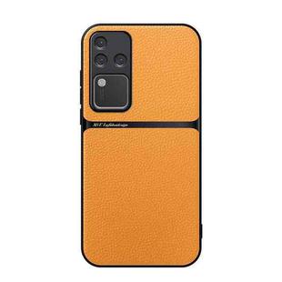 For vivo S18 Pro / vivo V30 Pro Litchi Leather Magnetic Full Coverage Shockproof Phone Case(Yellow)