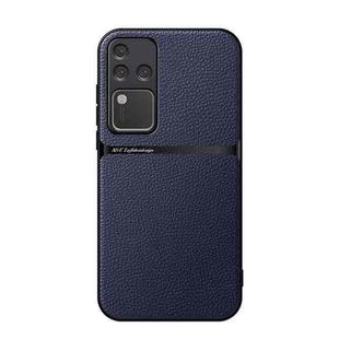 For vivo S18 Pro / vivo V30 Pro Litchi Leather Magnetic Full Coverage Shockproof Phone Case(Navy Blue)