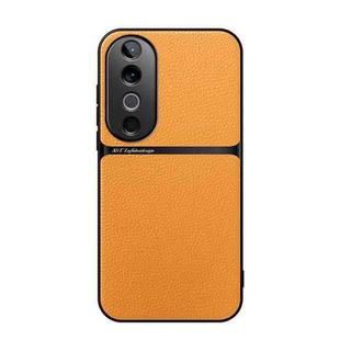 For vivo S19 Litchi Leather Magnetic Full Coverage Shockproof Phone Case(Yellow)