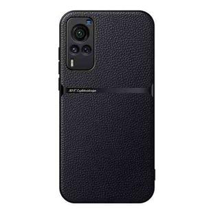 For vivo X60 Litchi Leather Magnetic Full Coverage Shockproof Phone Case(Black)