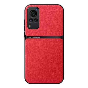 For vivo X60 Litchi Leather Magnetic Full Coverage Shockproof Phone Case(Red)