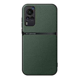 For vivo X60 Litchi Leather Magnetic Full Coverage Shockproof Phone Case(Green)