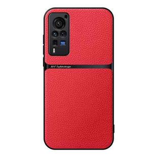 For vivo X60 Pro Litchi Leather Magnetic Full Coverage Shockproof Phone Case(Red)