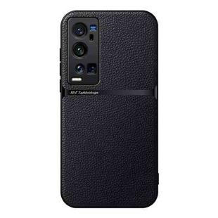 For vivo X60 Pro+ Litchi Leather Magnetic Full Coverage Shockproof Phone Case(Black)