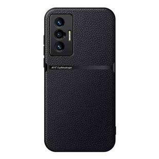 For vivo X70 Litchi Leather Magnetic Full Coverage Shockproof Phone Case(Black)