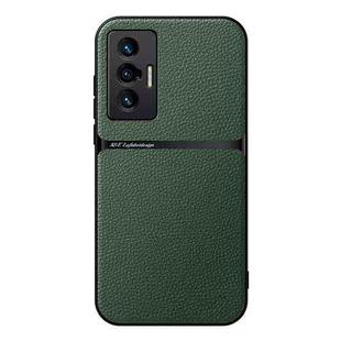 For vivo X70 Litchi Leather Magnetic Full Coverage Shockproof Phone Case(Green)