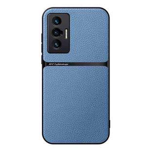 For vivo X70 Litchi Leather Magnetic Full Coverage Shockproof Phone Case(Blue)