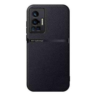 For vivo X70 Pro Litchi Leather Magnetic Full Coverage Shockproof Phone Case(Black)