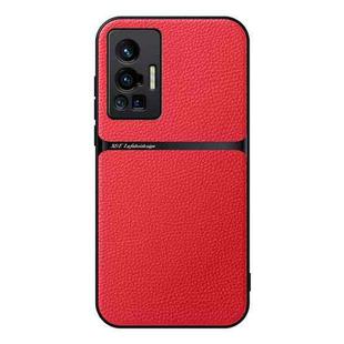 For vivo X70 Pro Litchi Leather Magnetic Full Coverage Shockproof Phone Case(Red)