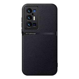 For vivo X70 Pro+ Litchi Leather Magnetic Full Coverage Shockproof Phone Case(Black)