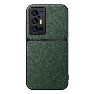 For vivo X70 Pro+ Litchi Leather Magnetic Full Coverage Shockproof Phone Case(Green)