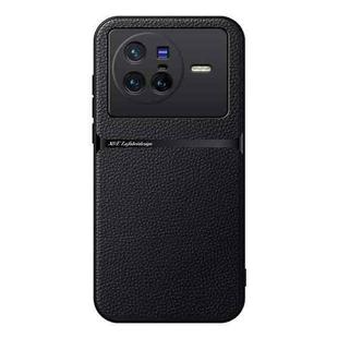 For vivo X80 Litchi Leather Magnetic Full Coverage Shockproof Phone Case(Black)