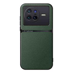 For vivo X80 Litchi Leather Magnetic Full Coverage Shockproof Phone Case(Green)