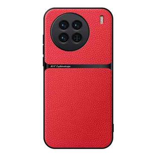 For vivo X90 Litchi Leather Magnetic Full Coverage Shockproof Phone Case(Red)