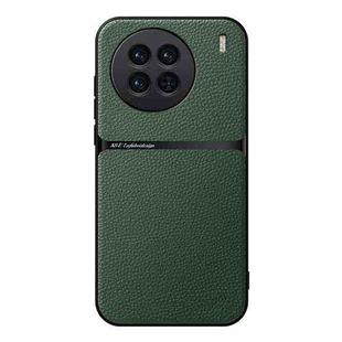 For vivo X90 Litchi Leather Magnetic Full Coverage Shockproof Phone Case(Green)