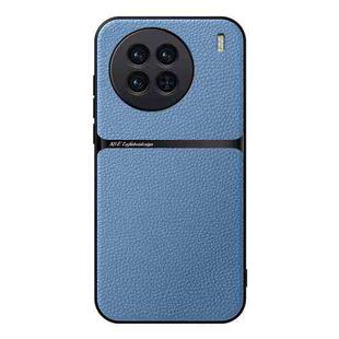 For vivo X90 Litchi Leather Magnetic Full Coverage Shockproof Phone Case(Blue)