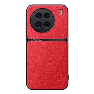 For vivo X90 Pro Litchi Leather Magnetic Full Coverage Shockproof Phone Case(Red)