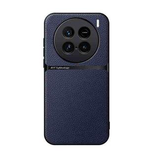 For vivo X100 Ultra Litchi Leather Magnetic Full Coverage Shockproof Phone Case(Navy Blue)