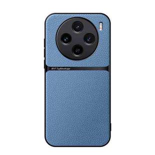 For vivo X100 Litchi Leather Magnetic Full Coverage Shockproof Phone Case(Blue)