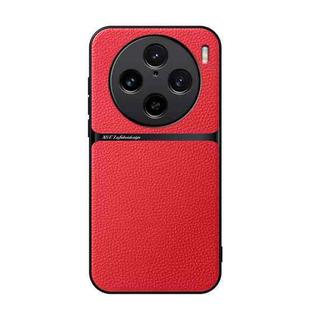 For vivo X100 Pro Litchi Leather Magnetic Full Coverage Shockproof Phone Case(Red)