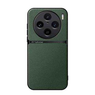 For vivo X100 Pro Litchi Leather Magnetic Full Coverage Shockproof Phone Case(Green)