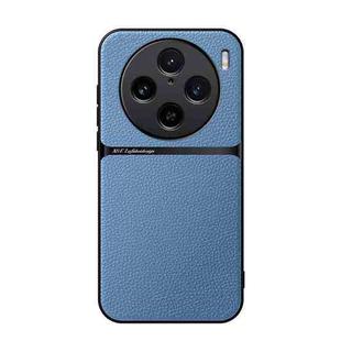 For vivo X100 Pro Litchi Leather Magnetic Full Coverage Shockproof Phone Case(Blue)