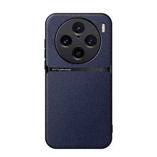 For vivo X100 Pro Litchi Leather Magnetic Full Coverage Shockproof Phone Case(Navy Blue)