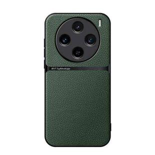 For vivo X100s Litchi Leather Magnetic Full Coverage Shockproof Phone Case(Green)