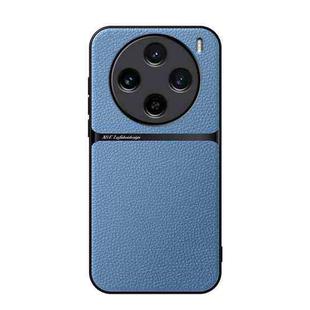 For vivo X100s Litchi Leather Magnetic Full Coverage Shockproof Phone Case(Blue)