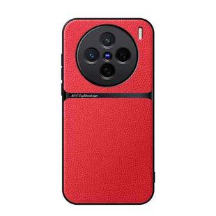For vivo X200 Litchi Leather Magnetic Full Coverage Shockproof Phone Case(Red)