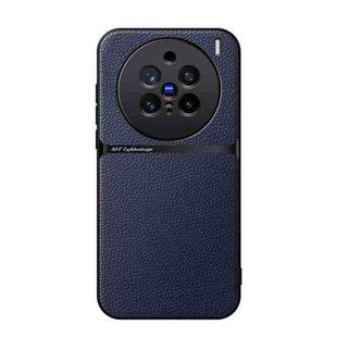 For vivo X200 Pro Litchi Leather Magnetic Full Coverage Shockproof Phone Case(Navy Blue)