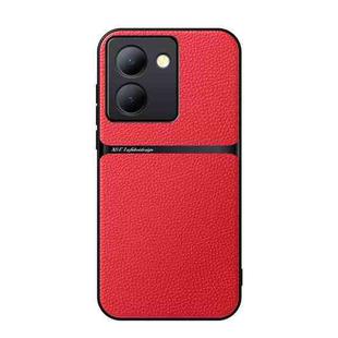 For vivo Y78 Litchi Leather Magnetic Full Coverage Shockproof Phone Case(Red)