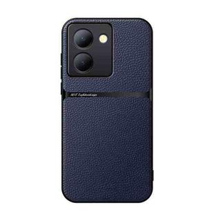 For vivo Y78 Litchi Leather Magnetic Full Coverage Shockproof Phone Case(Navy Blue)