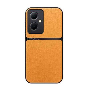 For vivo Y78+ Litchi Leather Magnetic Full Coverage Shockproof Phone Case(Yellow)