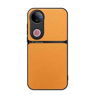 For vivo V50 Litchi Leather Magnetic Full Coverage Shockproof Phone Case(Yellow)