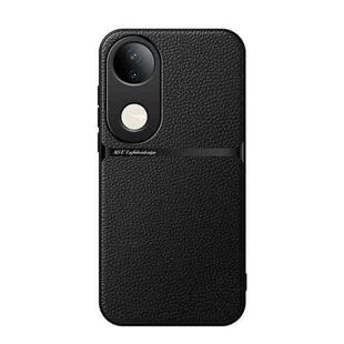 For vivo S20 Litchi Leather Magnetic Full Coverage Shockproof Phone Case(Black)