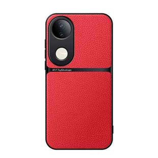 For vivo S20 Litchi Leather Magnetic Full Coverage Shockproof Phone Case(Red)
