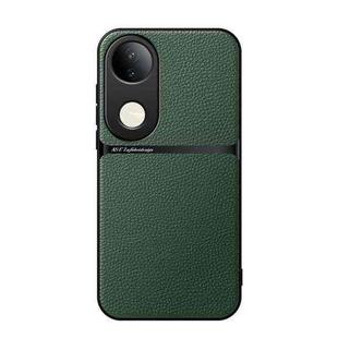 For vivo S20 Litchi Leather Magnetic Full Coverage Shockproof Phone Case(Green)