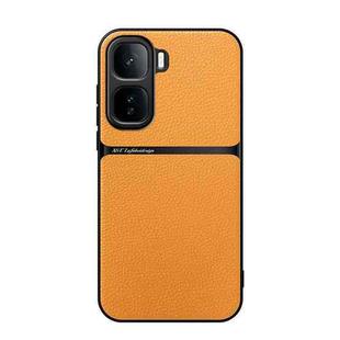 For vivo iQOO Neo 10 5G Litchi Leather Magnetic Full Coverage Shockproof Phone Case(Yellow)