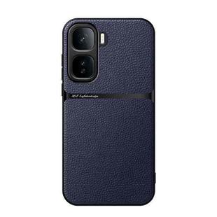 For vivo iQOO Neo 10 5G Litchi Leather Magnetic Full Coverage Shockproof Phone Case(Navy Blue)